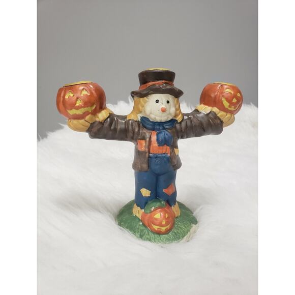 Vintage Scarecrow Halloween Spooky Candolier‎ Candle Holder Decor Retro Pumpkin - Picture 7 of 9